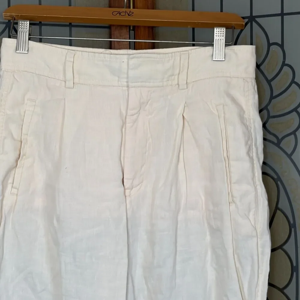 Everlane The Linen Way-High Drape Pant 100% Linen Wide Leg Ivory Size 4